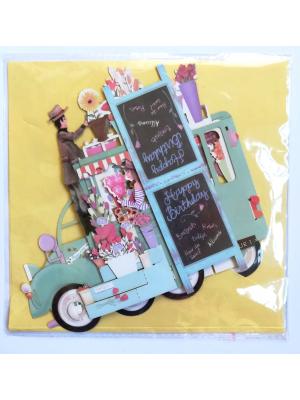 3D Pop up Truck With Flowers Birthday Greeting Card Gift