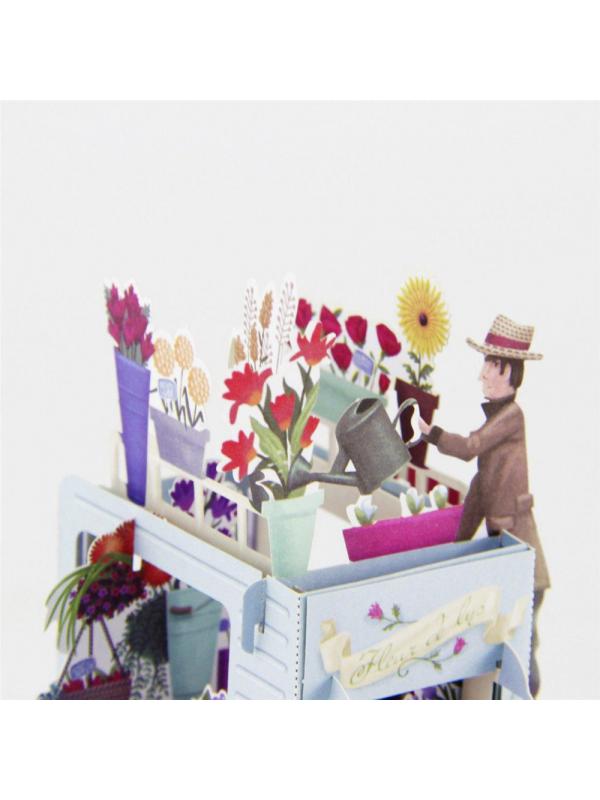 3D Pop up Truck With Flowers Birthday Greeting Card Gift
