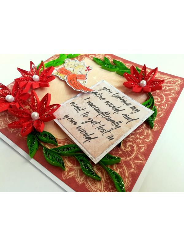Quilled Red Flowers Love Greeting Card image