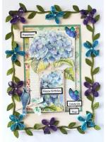 Sparkling Blue Flowers Birthday Card