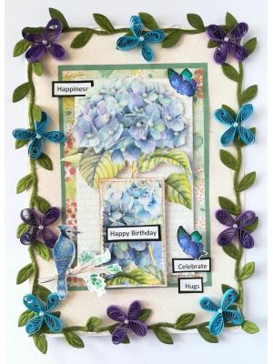 Sparkling Blue Flowers Birthday Card Sparkling Blue Flowers Birthday Card