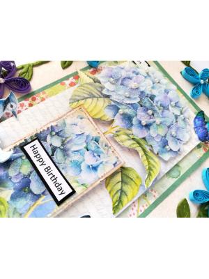 Sparkling Blue Flowers Birthday Card Sparkling Blue Flowers Birthday Card