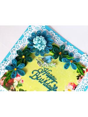 Blue Quilled Corner Flowers Birthday Greeting card Blue Quilled Corner Flowers Birthday Greeting card
