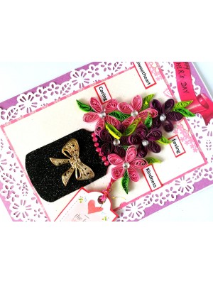 Quilled Flowers in Vase Mom Greeting Card