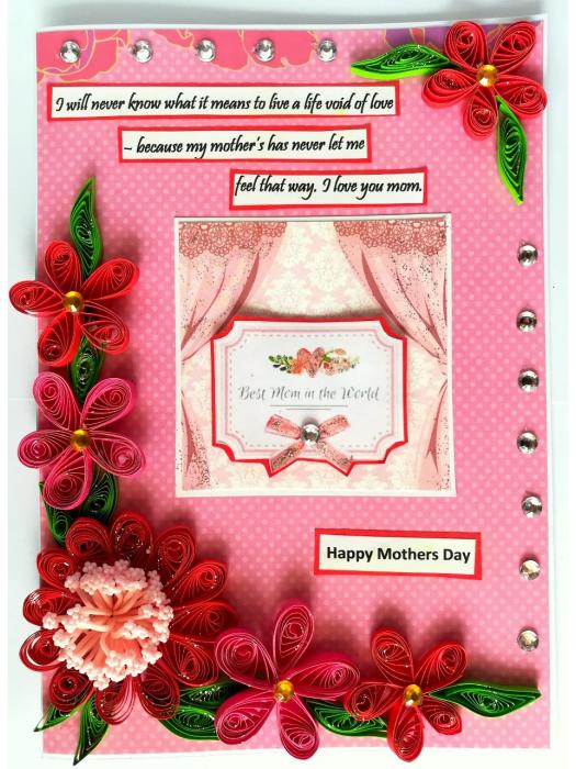 Red Quilled Flowers Mother Greeting Card image