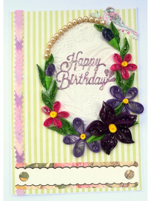 Purple Themed Quilled Greeting Card