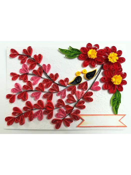 Quilled Love Tree With Birds Greeting Card image