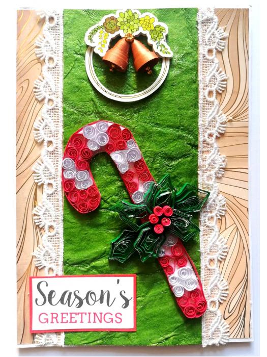 Quilled Christmas Candy Greeting Card - NY2