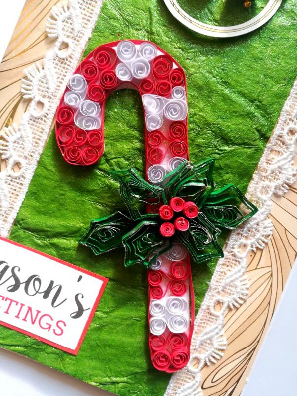 Quilled Christmas Candy Greeting Card - NY2 image