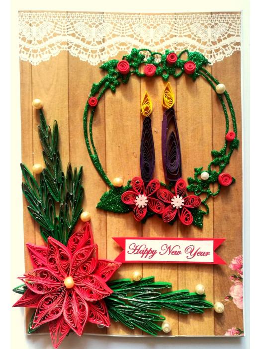 Sparkling Quilled New Year Greeting Card -NY4