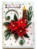 Sparkling Red Quilled Flowers and New Year Card - NY5