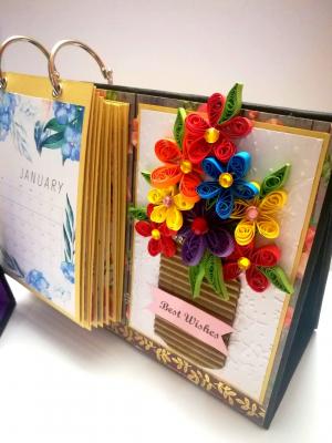 Quilled Flower Vase Calendar Quilled Flower Vase Calendar