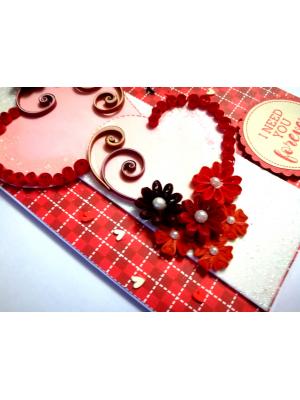 Red Themed Quilled Flowers Love Greeting Card -V2 Red Themed Quilled Flowers Love Greeting Card -V2