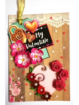My Valentine Special Tag with quilled flowers Card -V3 My Valentine Special Tag with quilled flowers Card -V3