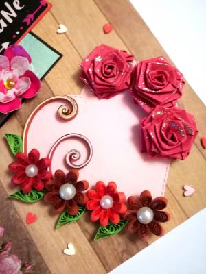 My Valentine Special Tag with quilled flowers Card -V3 My Valentine Special Tag with quilled flowers Card -V3