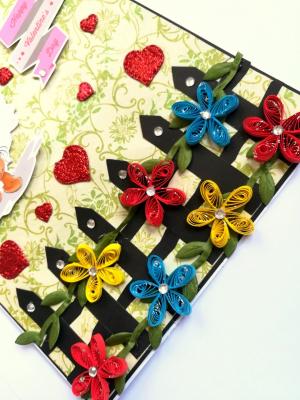 Love Balloons and Quilled Flower Fence Greeting Card