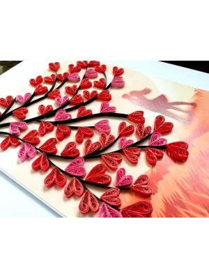 Love Quilled Tree Couple Print Greeting Card