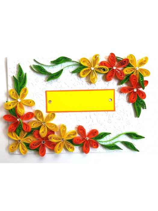 Yellow and Orange Quilled Corner Greeting Card