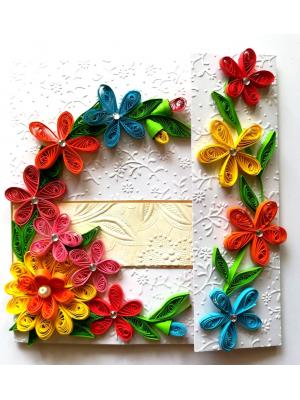Multicolor Flowers Mini Scrapbook Greeting Card Multicolor Flowers Mini Scrapbook Greeting Card