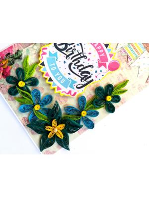 Blue Quilled Flowers Birthday Greeting card Blue Quilled Flowers Birthday Greeting card