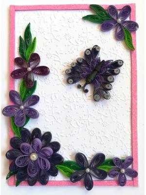 Purple Themed Corner With Butterfly Greeting Card Purple Themed Corner With Butterfly Greeting Card