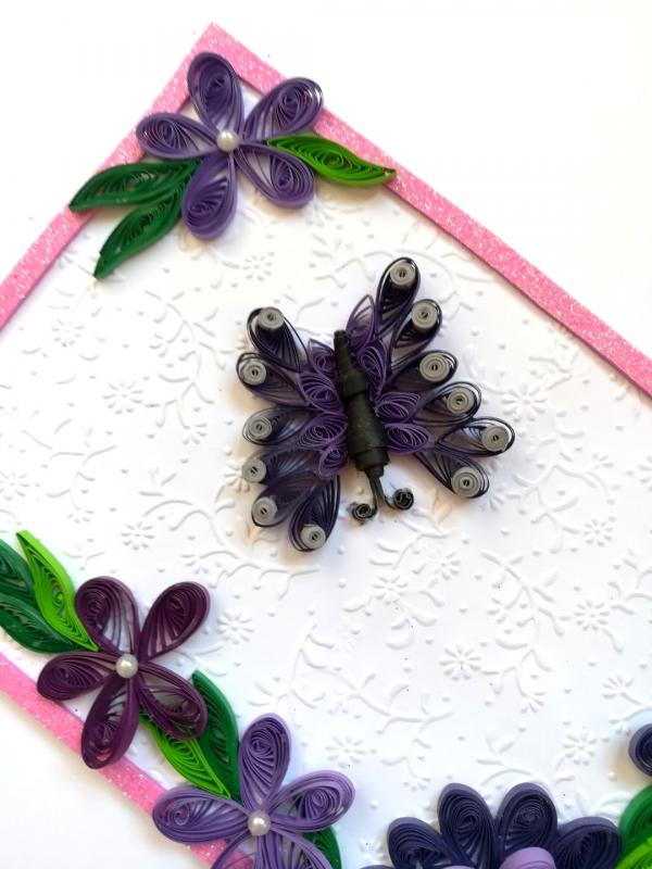 Purple Themed Corner With Butterfly Greeting Card image