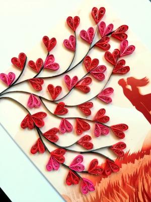 Love Tree Couple Print Quilled Greeting Card