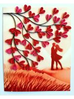 Love Tree Couple Print Quilled Greeting Card