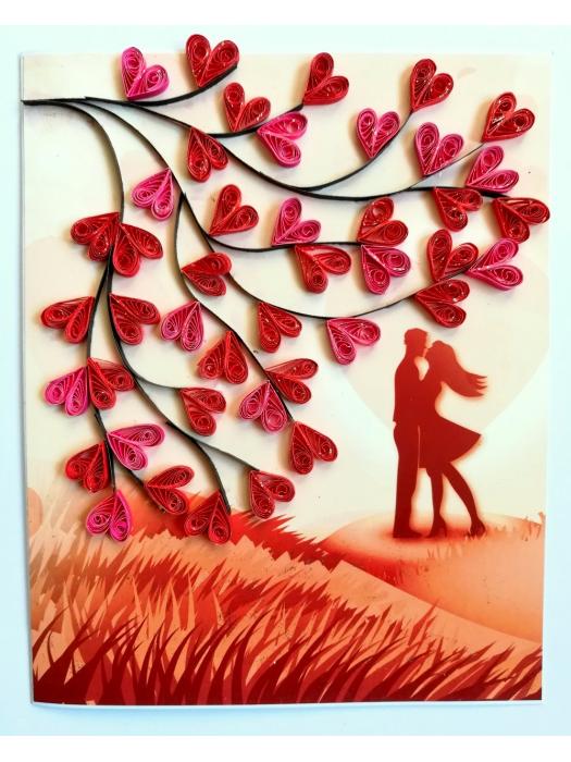 Love Tree Couple Print Quilled Greeting Card image