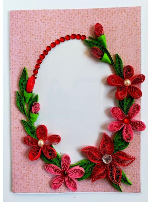 Red Themed Photo Frame Greeting Card