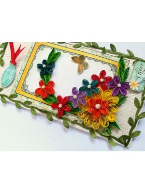 Multicolor Flowers Mini Scrapbook Greeting Card 