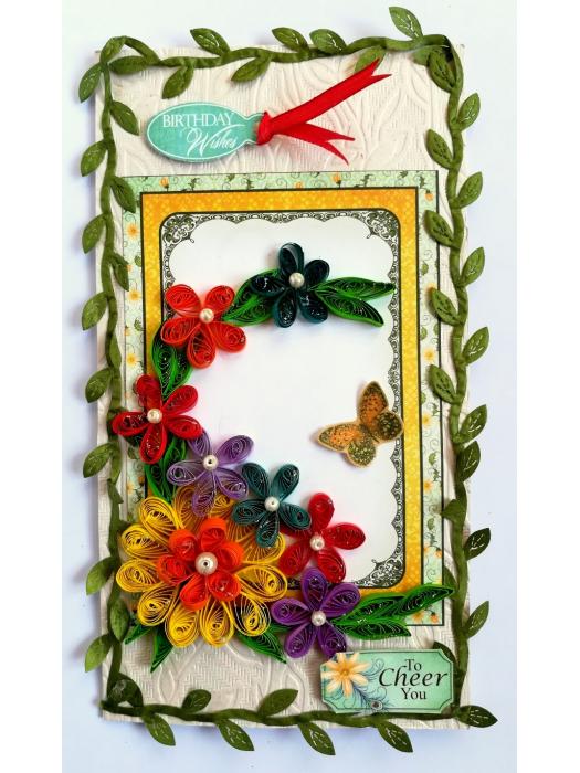 Multicolor Flowers Mini Scrapbook Greeting Card 