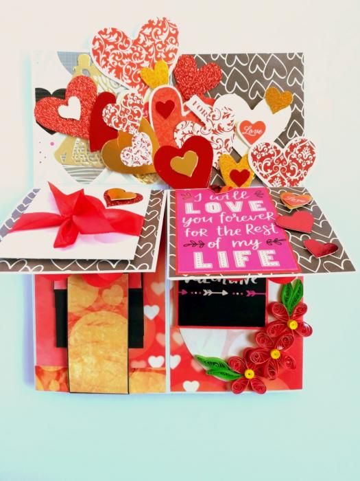 Valentine Card In A Box Pop up Handmade Gift