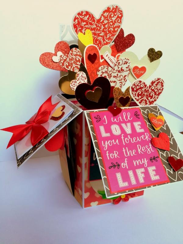 Valentine Card In A Box Pop up Handmade Gift