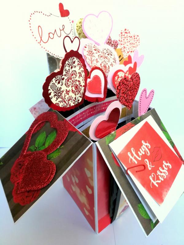 Valentine Card In A Box Pop up Handmade Gift 