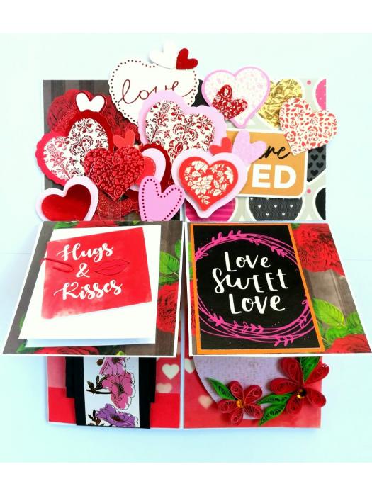 Valentine Card In A Box Pop up Handmade Gift 