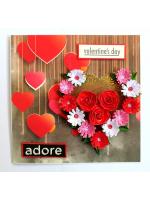 Quilled Red Theme Flowers in Heart Greeting Card