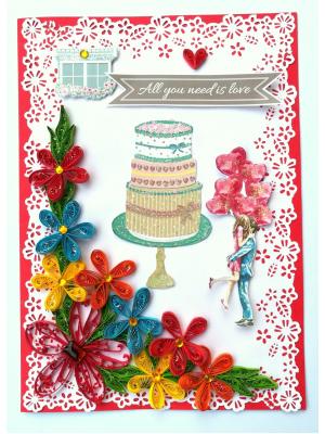 Multicolor Quilled Corner Anniversary Or Birthday Card Multicolor Quilled Corner Anniversary Or Birthday Card