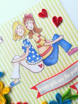 Best Friends or Sisters Handmade Greeting Card Best Friends or Sisters Handmade Greeting Card