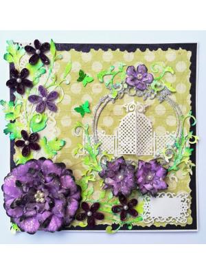 Sparkling Purple Handmade Flowers Greeting Card Sparkling Purple Handmade Flowers Greeting Card