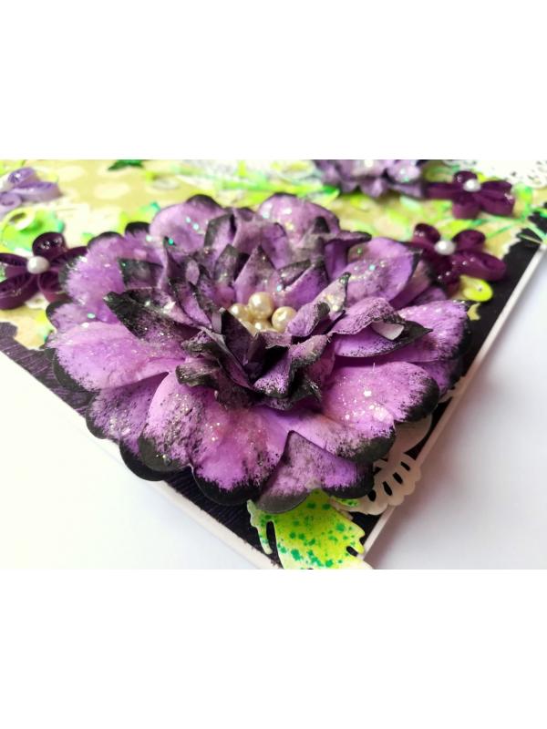 Sparkling Purple Handmade Flowers Greeting Card image