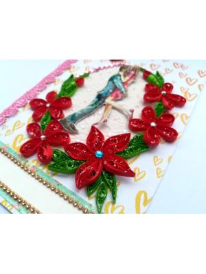 Red Themed Quilled Flowers Greeting Card Red Themed Quilled Flowers Greeting Card