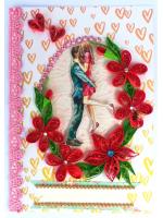 Red Themed Quilled Flowers Greeting Card