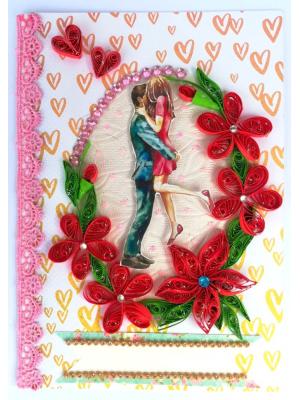 Red Themed Quilled Flowers Greeting Card Red Themed Quilled Flowers Greeting Card