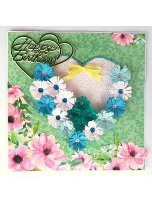 White and Blue Quilled Flowers in Heart Greeting Card White and Blue Quilled Flowers in Heart Greeting Card