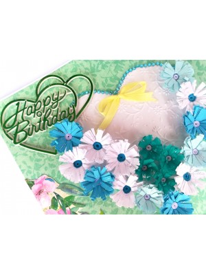 White and Blue Quilled Flowers in Heart Greeting Card White and Blue Quilled Flowers in Heart Greeting Card