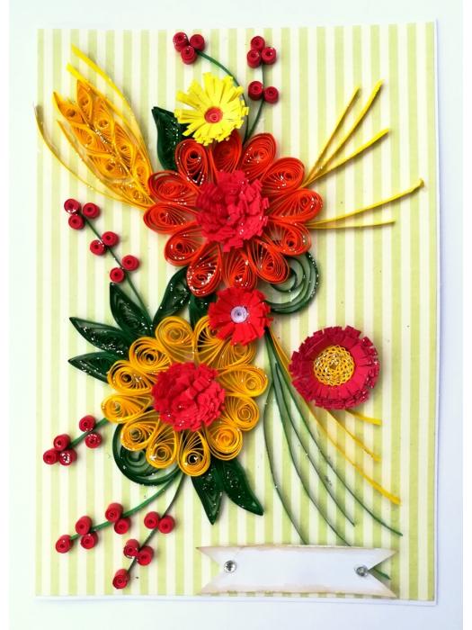 Yellow and Orange Quilled Greeting Card image