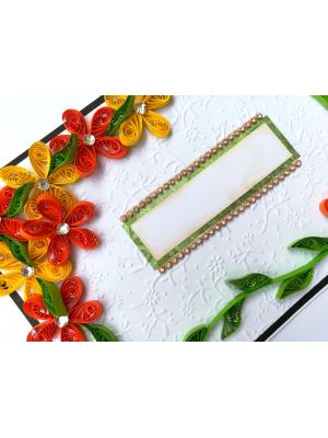 Yellow Orange Quilled Corner Greeting Card