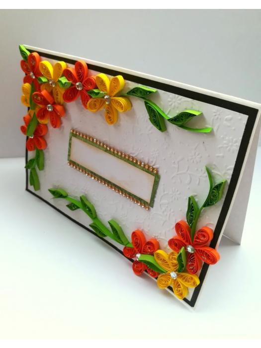 Yellow Orange Quilled Corner Greeting Card image