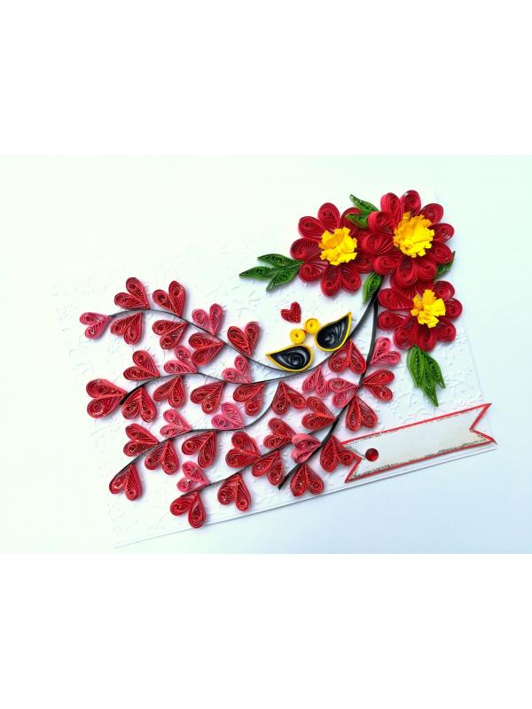 Quilled Love Tree With Birds Greeting Card image